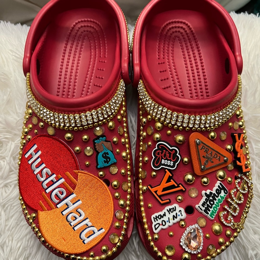 Hustle Hard Blinged out Crocs